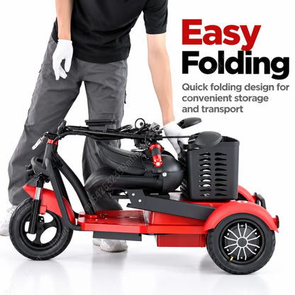3 Wheels Electric Scooter For Adults Foldable Armrest/Mirror 1000W 48V 20Ah Electric Tricycle For Elderly Removable Battery