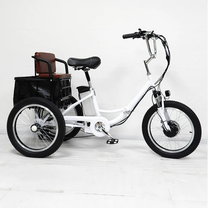 20 Inch Foldable Electric Tricycle 350W Brushless Motor 48V10.4Ah Lithium Battery 40km Max Load 150KG Adult 7Speed Cargo E-Trike