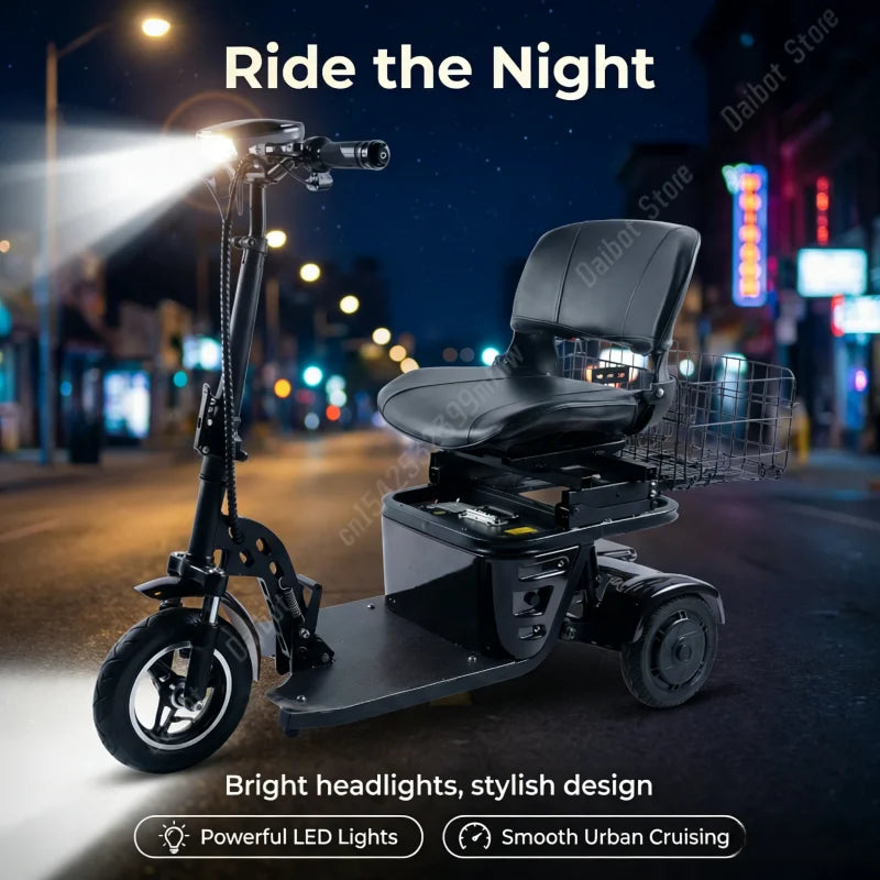 Mini Folding Electric Scooter For Elderly With Training Wheels 500W 36V 3 Wheels Mobility Scooter With Basket For Old People