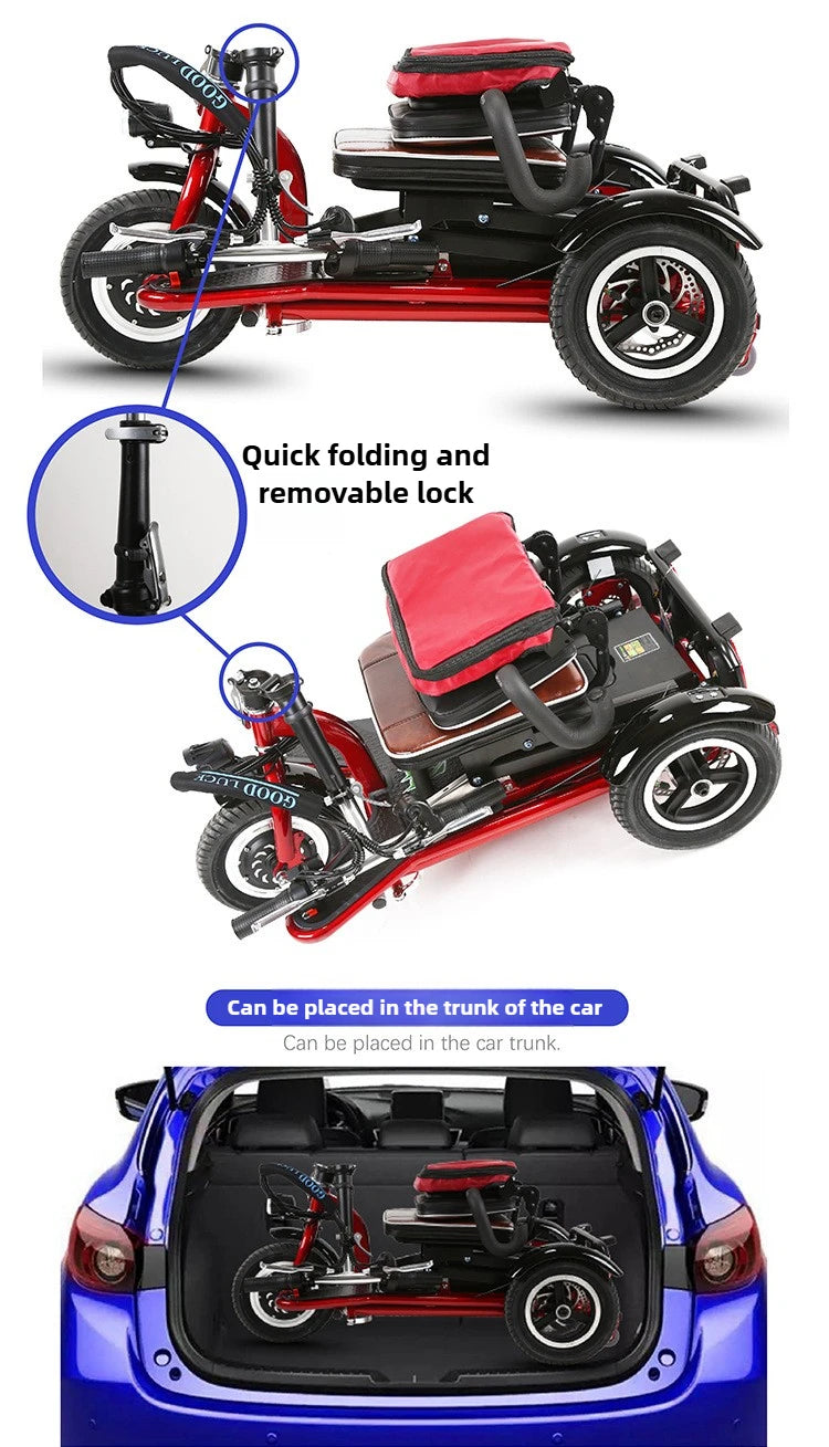 Elderly Fold Leisure Electric Scooter Mini Portable Disabled Electric Tricycle Removable Lithium Battery Adult Mobility Scooter