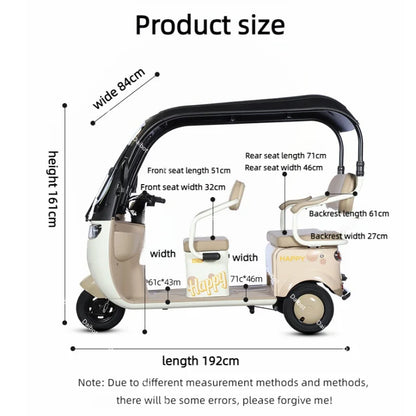 Cargo Electric Tricycle Elderly Mobility Scooter With Passenger Seat For Adult 1000W Family Electric Scooter 3 Wheel With Roof