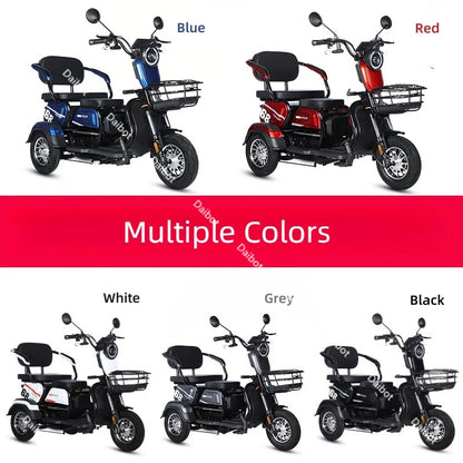 3 Wheel All Terrain Parent Child Electric Scooter 3 Seater For Elderly Adults 600W 48V Old Man Scooter Electric Tricycle Disable