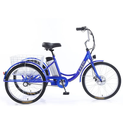 Adult Elderly Electric Mobility Tricycle 3-Wheel Electric Bike with Rear Cargo Basket for Senior Daily Shopping & Commuting