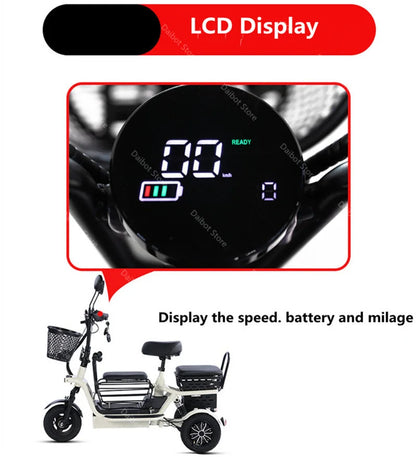 3 Seater Parent Child Electric Scooter 3 Wheel Foldable Baby Seat For Long Distance 800w 48v Mini Electric Tricycle For Women