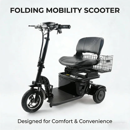 Mini Folding Electric Scooter For Elderly With Training Wheels 500W 36V 3 Wheels Mobility Scooter With Basket For Old People