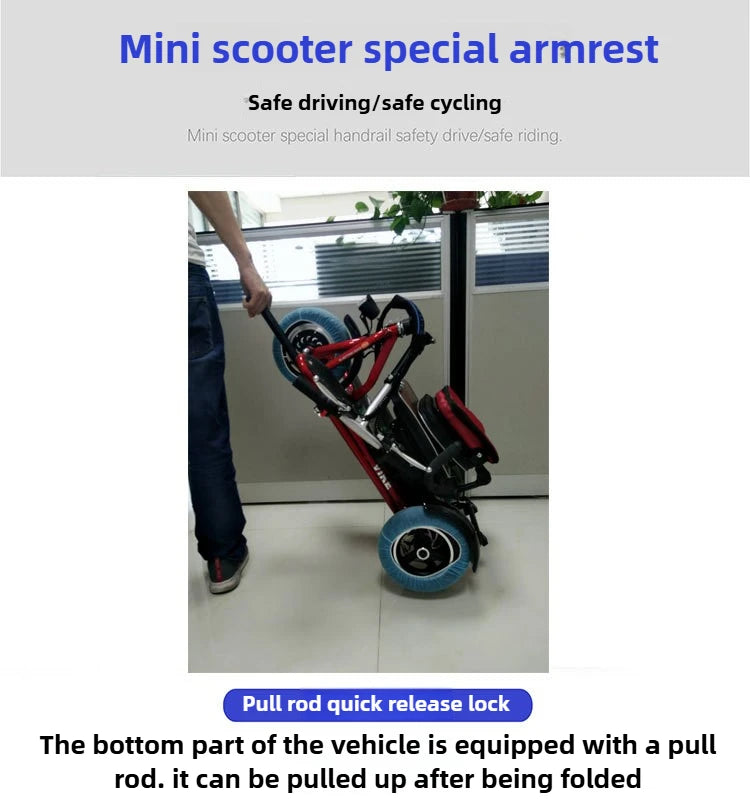 Elderly Fold Leisure Electric Scooter Mini Portable Disabled Electric Tricycle Removable Lithium Battery Adult Mobility Scooter