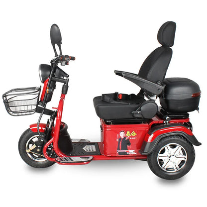 3 Wheel Mobility Scooter Disabled Seniros 600W 60V Small Family Electric Tricycle Lithium Battery/Seat 10cm Left Shift Design