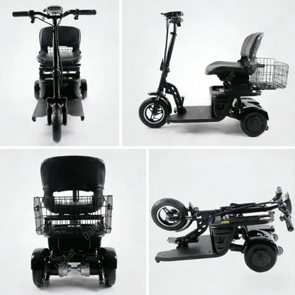 Mini Folding Electric Scooter For Elderly With Training Wheels 500W 36V 3 Wheels Mobility Scooter With Basket For Old People