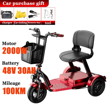 Folding Removable Lithium Battery Electric Tricycle Disabled Commuting Mobility Scooter Mini Small Elderly Leisure Electric Bike