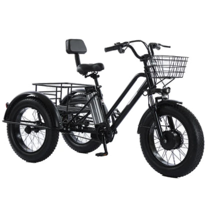 500W 48V Fat Tire Adults 3 Wheel Electric Tricycle With Passenger Seat/Rear Basket Removable Battery Electric Bike For 2 People