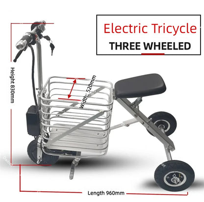 Travel Folding Lightweight Mobility Scooter For 2 Peoples 36V Mini Foldable Electric Tricycle Scooter For Senior With Basket
