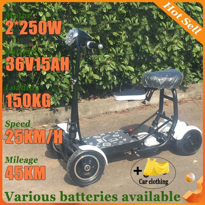 Mini Small Disabled Mobility Scooter Portable Removable Battery Adult Electric Tricycle Elderly Commuting Fold Electric Scooter