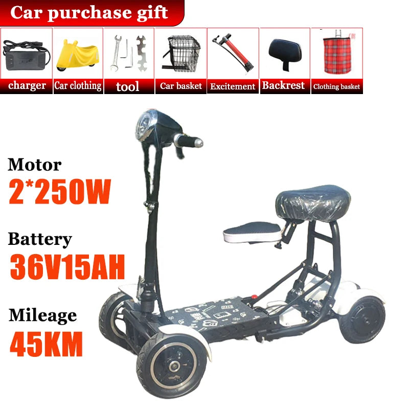 Mini Small Disabled Mobility Scooter Portable Removable Battery Adult Electric Tricycle Elderly Commuting Fold Electric Scooter