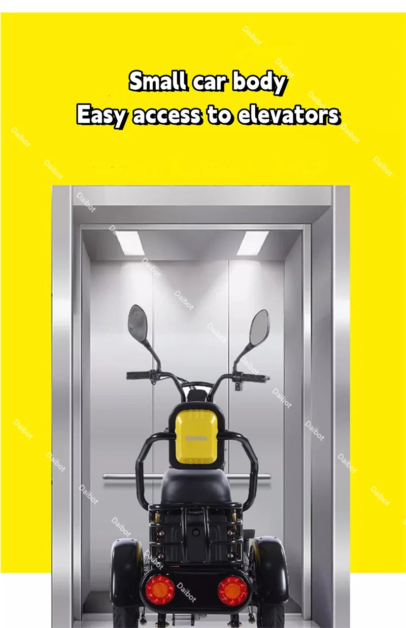 New 2024 Long Range Parents Child Electric Scooter 2 Seats 60V 1000W Powerful Adult Electric Tricycle 3 People For The Elderly