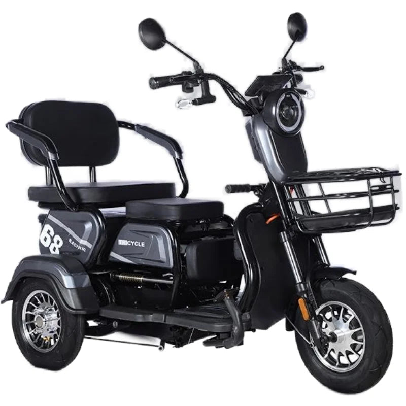 3 Wheel All Terrain Parent Child Electric Scooter 3 Seater For Elderly Adults 600W 48V Old Man Scooter Electric Tricycle Disable