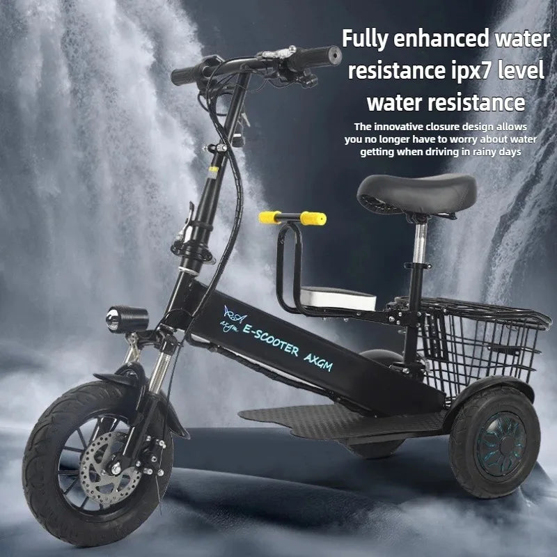 Removable Lithium Battery Electric Tricycle Folding Electric Scooter Mini Small Commuting Disabled With Basket Mobility Scooter