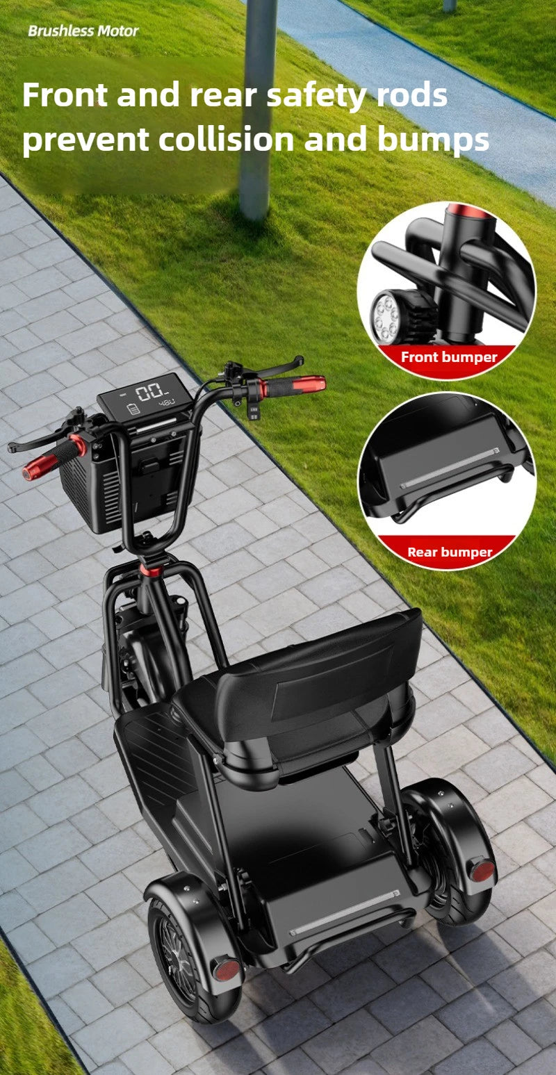 Disabled Commuting Mobility Scooter Mini Small Elderly Leisure Electric Bike Folding Removable Lithium Battery Electric Tricycle