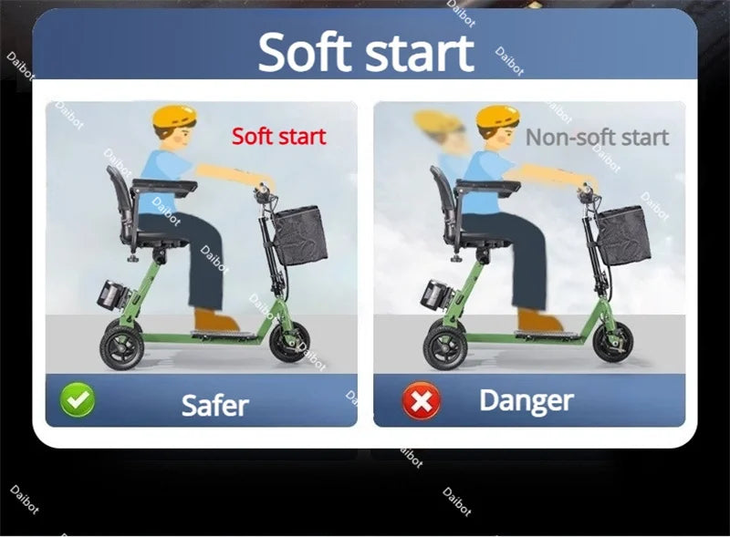 Portable Foldable Electric Scooter With 3 Wheels For Adults 350W 48V Elderly Electric Tricycle With Basket Armrest