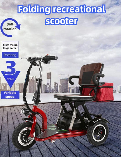 Elderly Fold Leisure Electric Scooter Mini Portable Disabled Electric Tricycle Removable Lithium Battery Adult Mobility Scooter