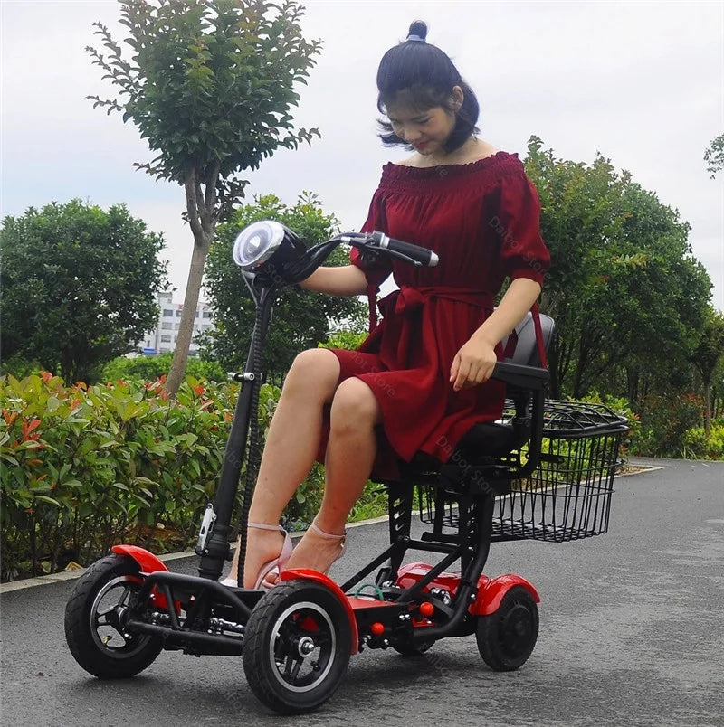 Lightweight Travel Electric Scooter For Women 500W 36V Mobility Scooters 4 Wheels Folding With Removable Armrest