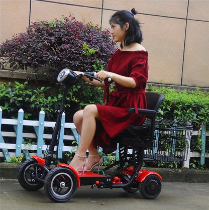 Lightweight Travel Electric Scooter For Women 500W 36V Mobility Scooters 4 Wheels Folding With Removable Armrest