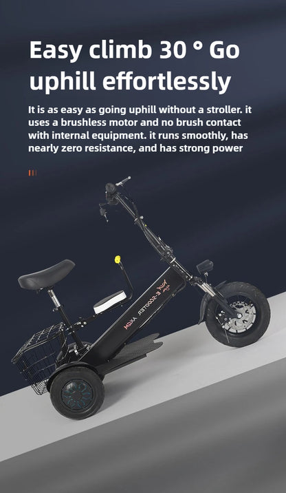 Removable Lithium Battery Electric Tricycle Folding Electric Scooter Mini Small Commuting Disabled With Basket Mobility Scooter