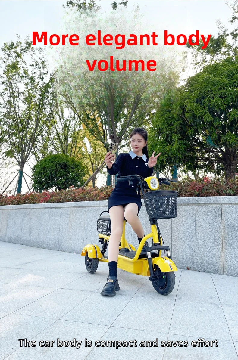 Removable Battery Elderly Leisure Bicycle Small Folding Adult Electric Tricycle with Basket 3 Seats Commuting Electric Scooter