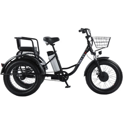 500W 48V Fat Tire Adults 3 Wheel Electric Tricycle With Passenger Seat/Rear Basket Removable Battery Electric Bike For 2 People