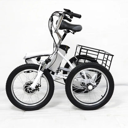 20 Inch Foldable Electric Tricycle 350W Brushless Motor 48V10.4Ah Lithium Battery 40km Max Load 150KG Adult 7Speed Cargo E-Trike
