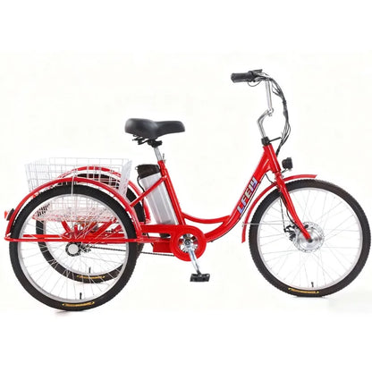 Adult Elderly Electric Mobility Tricycle 3-Wheel Electric Bike with Rear Cargo Basket for Senior Daily Shopping & Commuting
