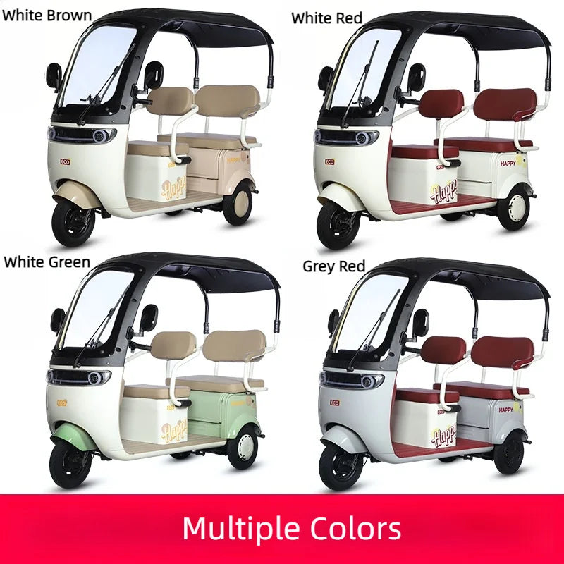 Cargo Electric Tricycle Elderly Mobility Scooter With Passenger Seat For Adult 1000W Family Electric Scooter 3 Wheel With Roof