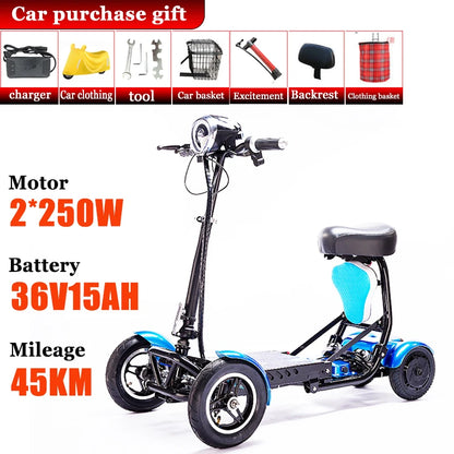Mini Small Disabled Mobility Scooter Portable Removable Battery Adult Electric Tricycle Elderly Commuting Fold Electric Scooter