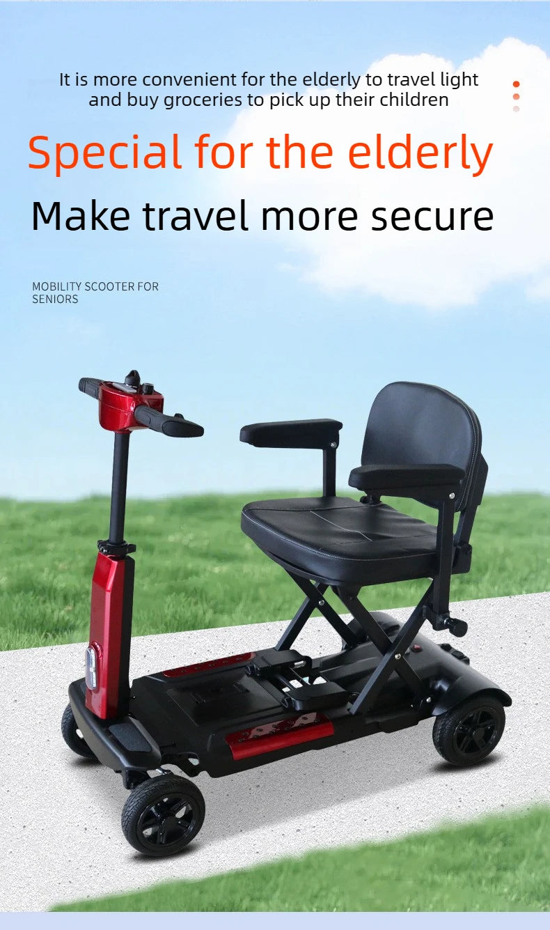 4 Wheel Small Lightweight Lithium Battery Mobile Scooter Adult Electric Scooter Disabled People Electric Folding Commuting Fold