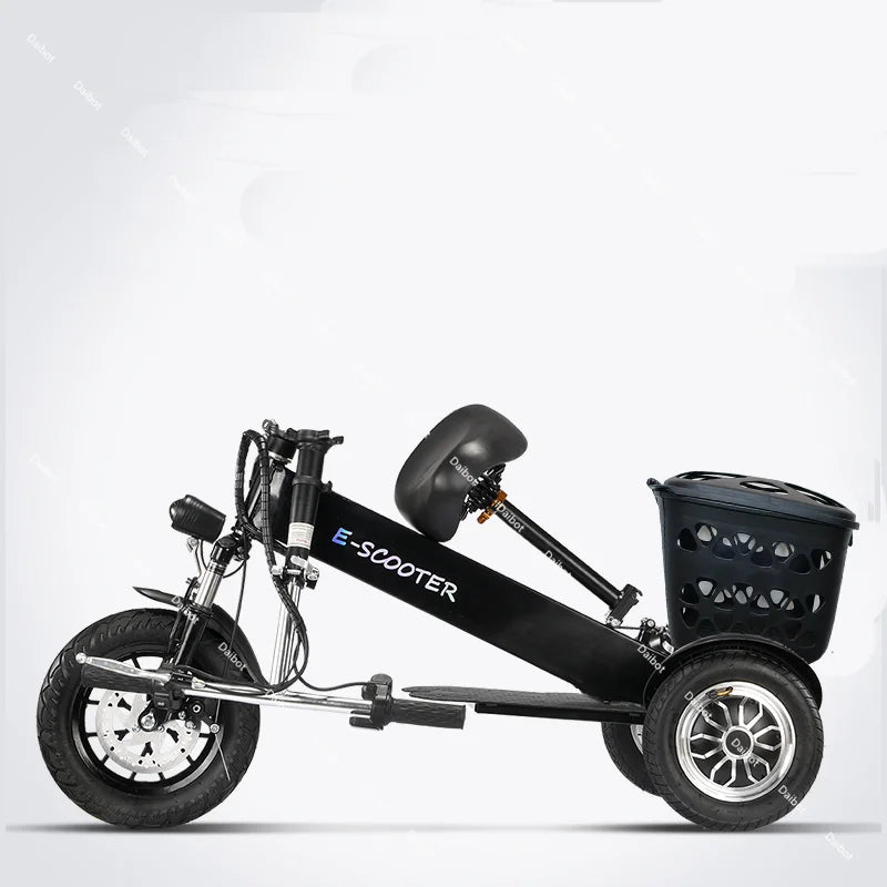 Lightweight Mobility Scooter Foldable With Basket For Adults Electric Scooter Senior Triple Shock Absorption 500W Trike 2 Seats