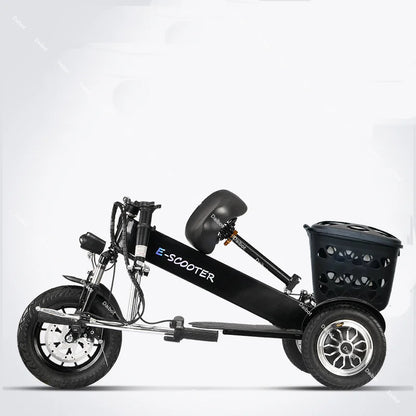 Lightweight Mobility Scooter Foldable With Basket For Adults Electric Scooter Senior Triple Shock Absorption 500W Trike 2 Seats