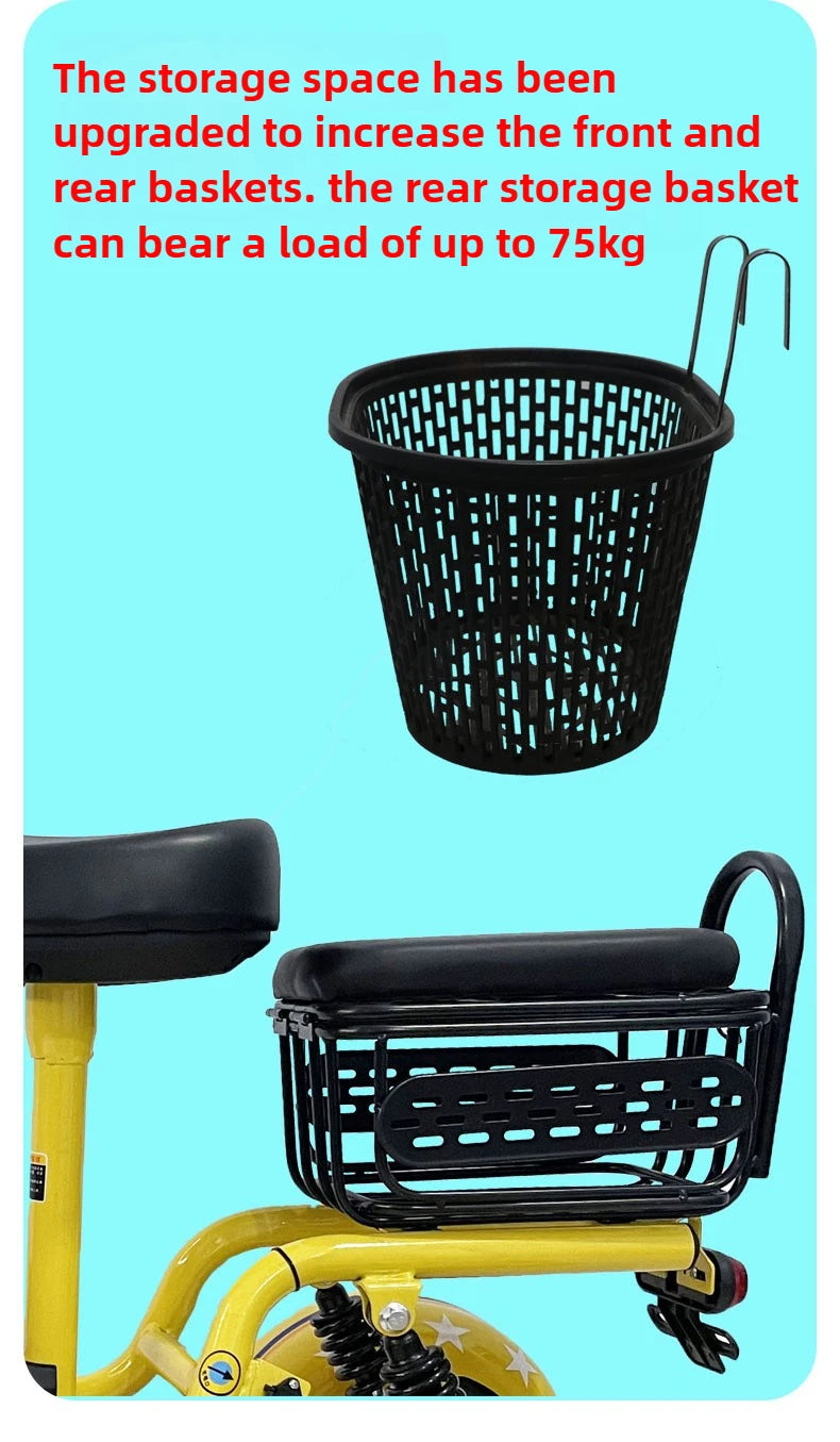 Removable Battery Elderly Leisure Bicycle Small Folding Adult Electric Tricycle with Basket 3 Seats Commuting Electric Scooter
