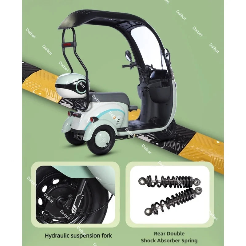 Powerful Electric Tricycle For Adults With Back Seat/Shed 1000W 3 Wheel Electric Mobility Scooter For Senior Battery Removable