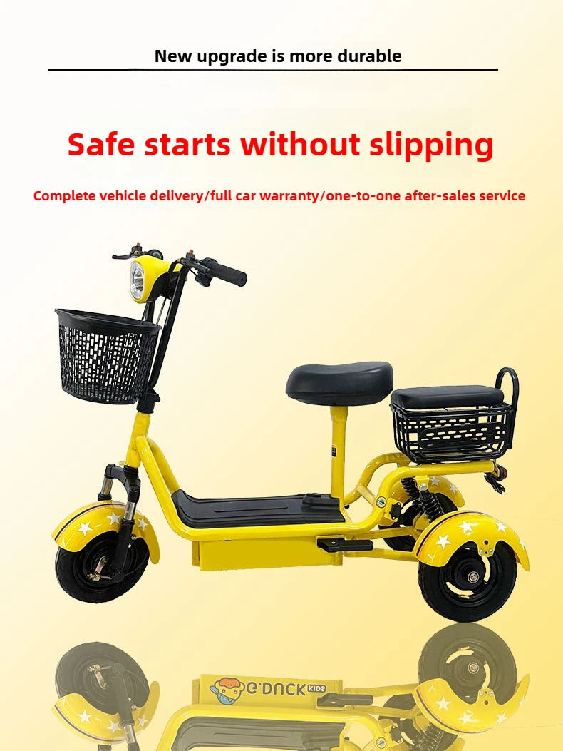 Removable Battery Elderly Leisure Bicycle Small Folding Adult Electric Tricycle with Basket 3 Seats Commuting Electric Scooter