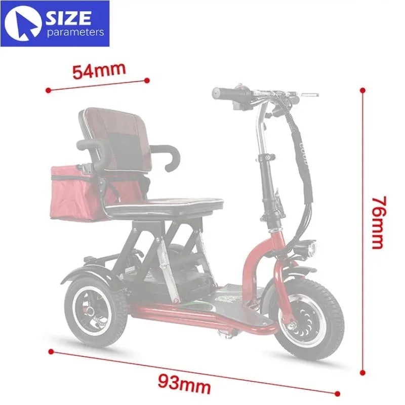 Elderly Fold Leisure Electric Scooter Mini Portable Disabled Electric Tricycle Removable Lithium Battery Adult Mobility Scooter