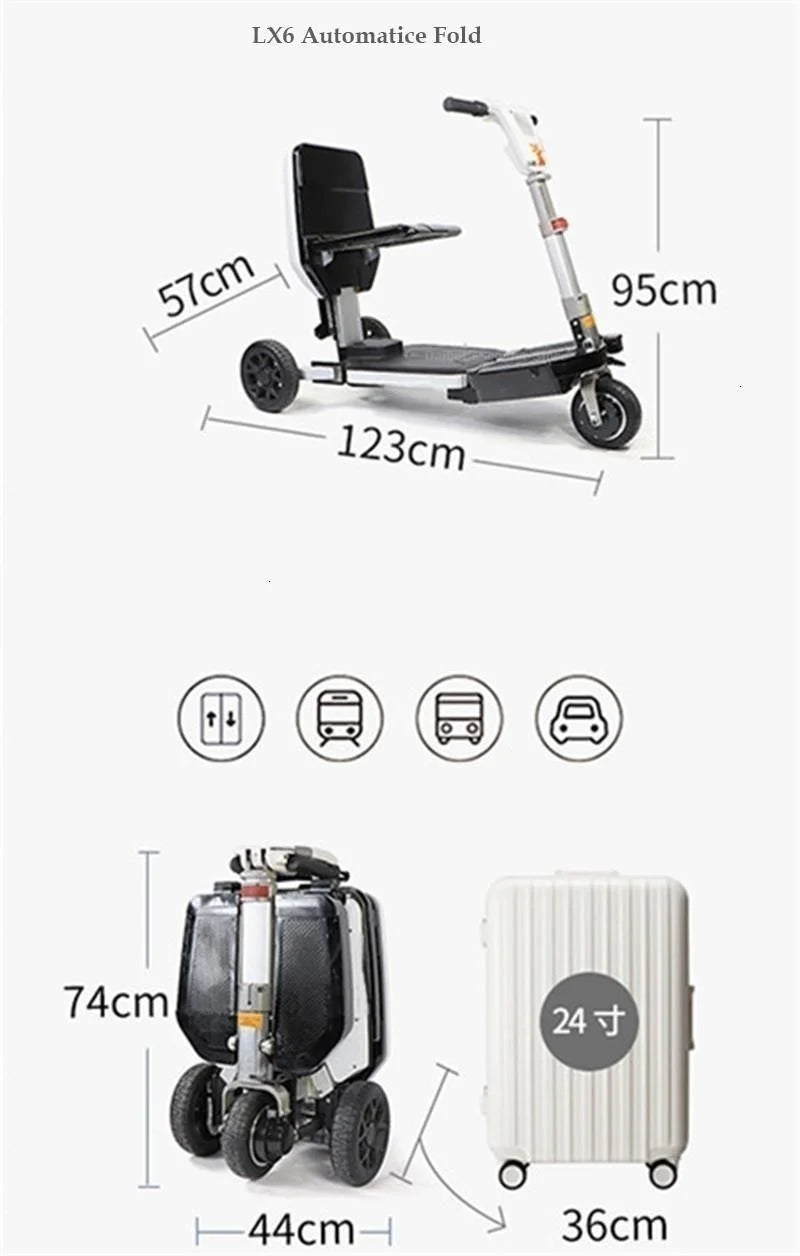 3 Wheel Disability Electric Automatic Folding Removable Battery Adult Small Mobility Scooter Elderly Commuting Electric Tricycle