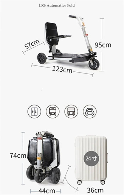 3 Wheel Disability Electric Automatic Folding Removable Battery Adult Small Mobility Scooter Elderly Commuting Electric Tricycle