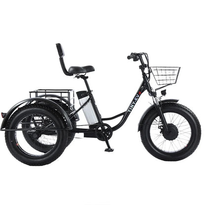 500W 48V Fat Tire Adults 3 Wheel Electric Tricycle With Passenger Seat/Rear Basket Removable Battery Electric Bike For 2 People