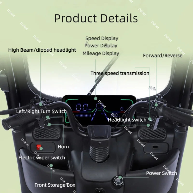 Powerful Electric Tricycle For Adults With Back Seat/Shed 1000W 3 Wheel Electric Mobility Scooter For Senior Battery Removable