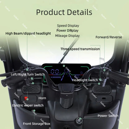 Powerful Electric Tricycle For Adults With Back Seat/Shed 1000W 3 Wheel Electric Mobility Scooter For Senior Battery Removable