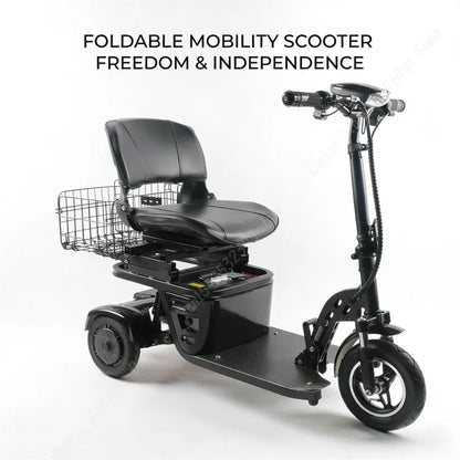 Mini Folding Electric Scooter For Elderly With Training Wheels 500W 36V 3 Wheels Mobility Scooter With Basket For Old People