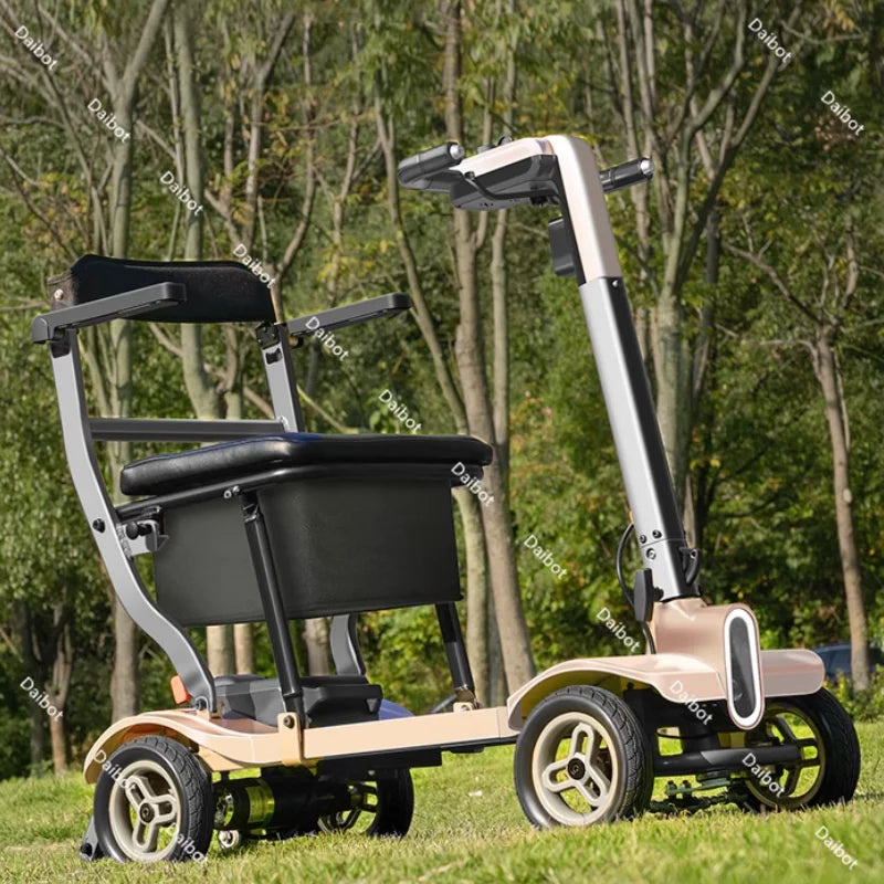 4 Wheel Travel Electric Scooter Foldable Portable With Seat For Old People 24V Mobility Scooter Lightweight Removable Battery