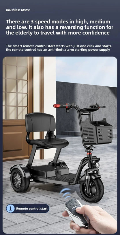 Disabled Commuting Mobility Scooter Mini Small Elderly Leisure Electric Bike Folding Removable Lithium Battery Electric Tricycle