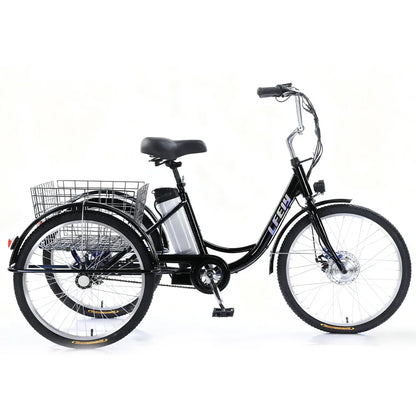 Adult Elderly Electric Mobility Tricycle 3-Wheel Electric Bike with Rear Cargo Basket for Senior Daily Shopping & Commuting