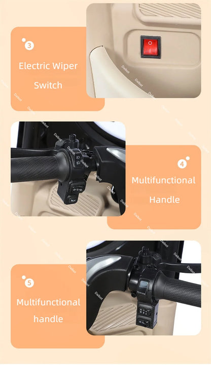 Cargo Electric Tricycle Elderly Mobility Scooter With Passenger Seat For Adult 1000W Family Electric Scooter 3 Wheel With Roof