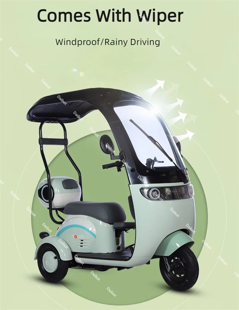 Powerful Electric Tricycle For Adults With Back Seat/Shed 1000W 3 Wheel Electric Mobility Scooter For Senior Battery Removable